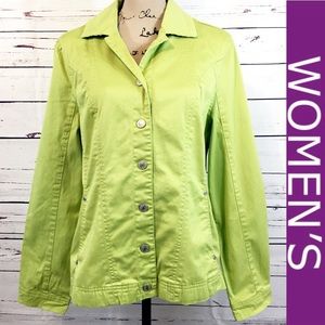Dressbarn Bright Green Snap Button Down Jacket